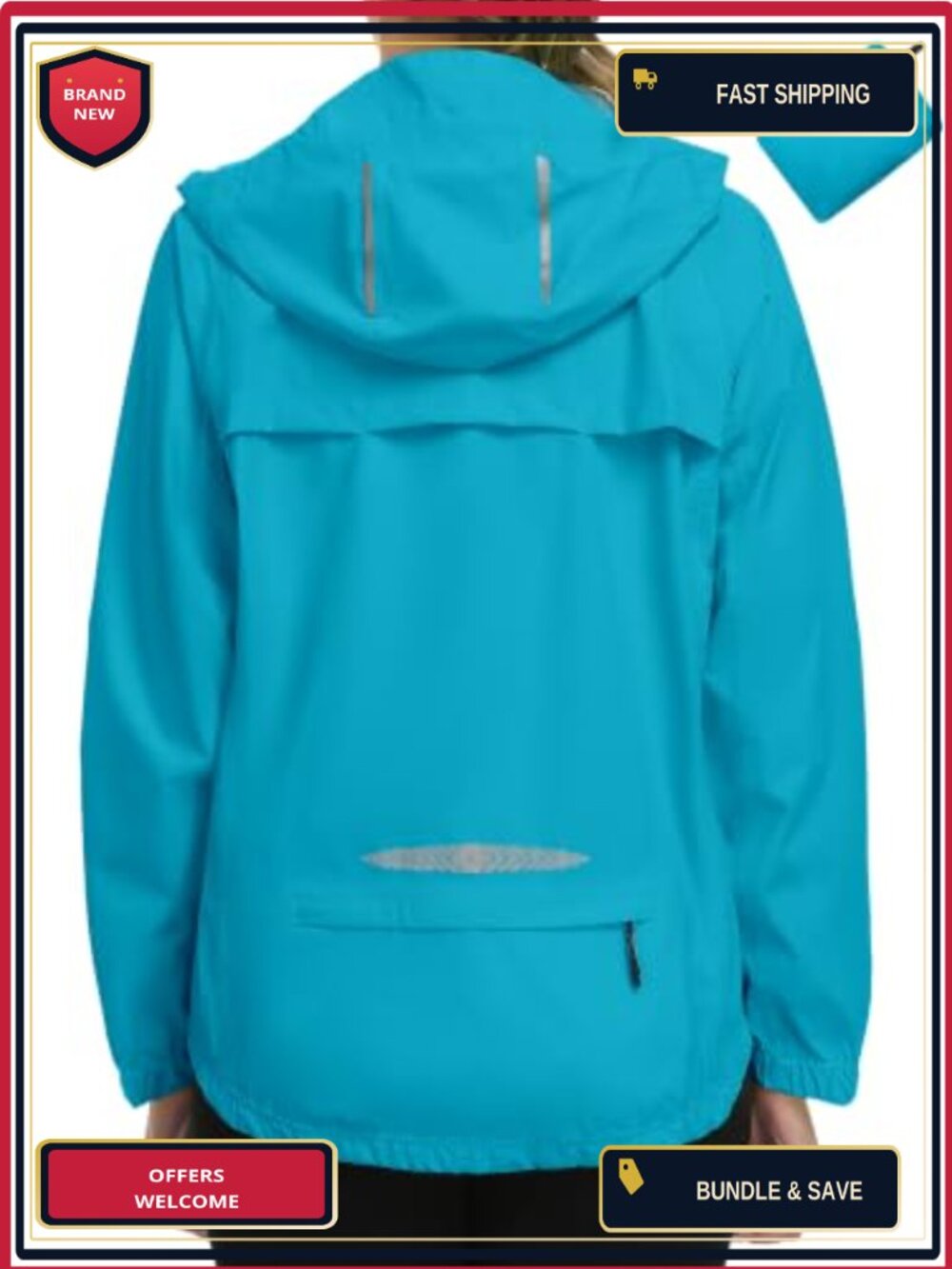Women's Packable Waterproof Cycling Rain Jacket Hooded Running Jacket